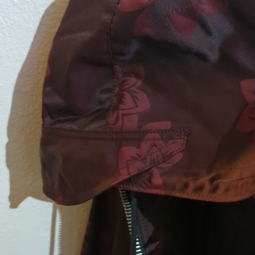 New Coach jacquard floral print leather trim parka‎ Rain jacket size small - Picture 10 of 14